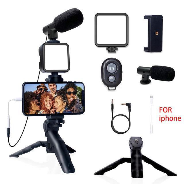 Professional Wireless Smartphone Microphone with LED Video Light & Mini Tripod | 3.5mm External Mic for iPhone Android | Vlogging, YouTube, TikTok, Live Streaming & Content Creation Kit