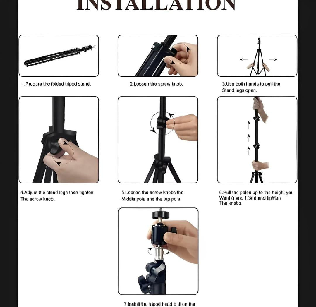 LED Ring Light 26cm with 7ft Adjustable Metal Tripod Stand, Mobile Phone Holder & 3 Color Modes