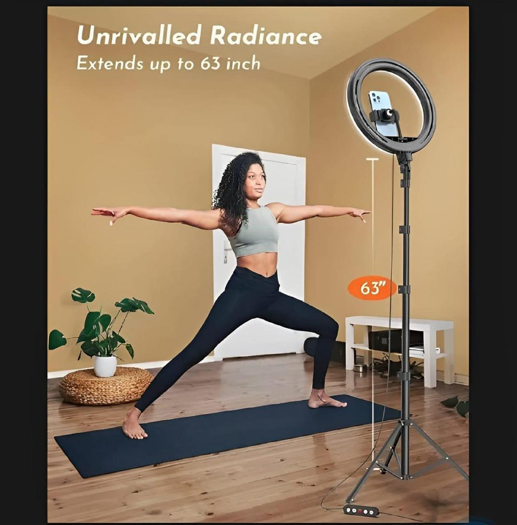LED Ring Light 26cm with 7ft Adjustable Metal Tripod Stand, Mobile Phone Holder & 3 Color Modes
