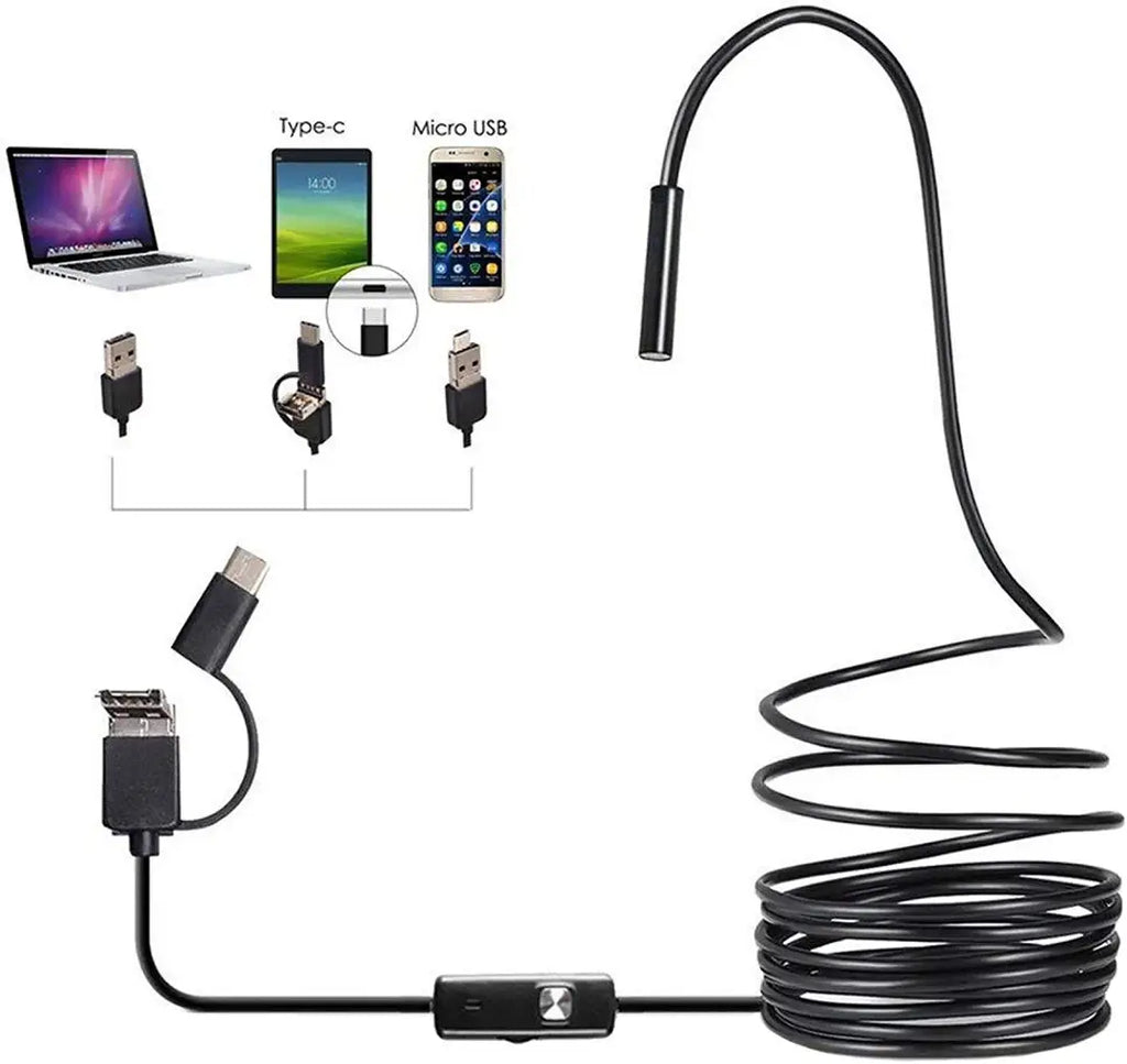 USB Endoscope Camera with LED Light | 3-in-1 Inspection Camera