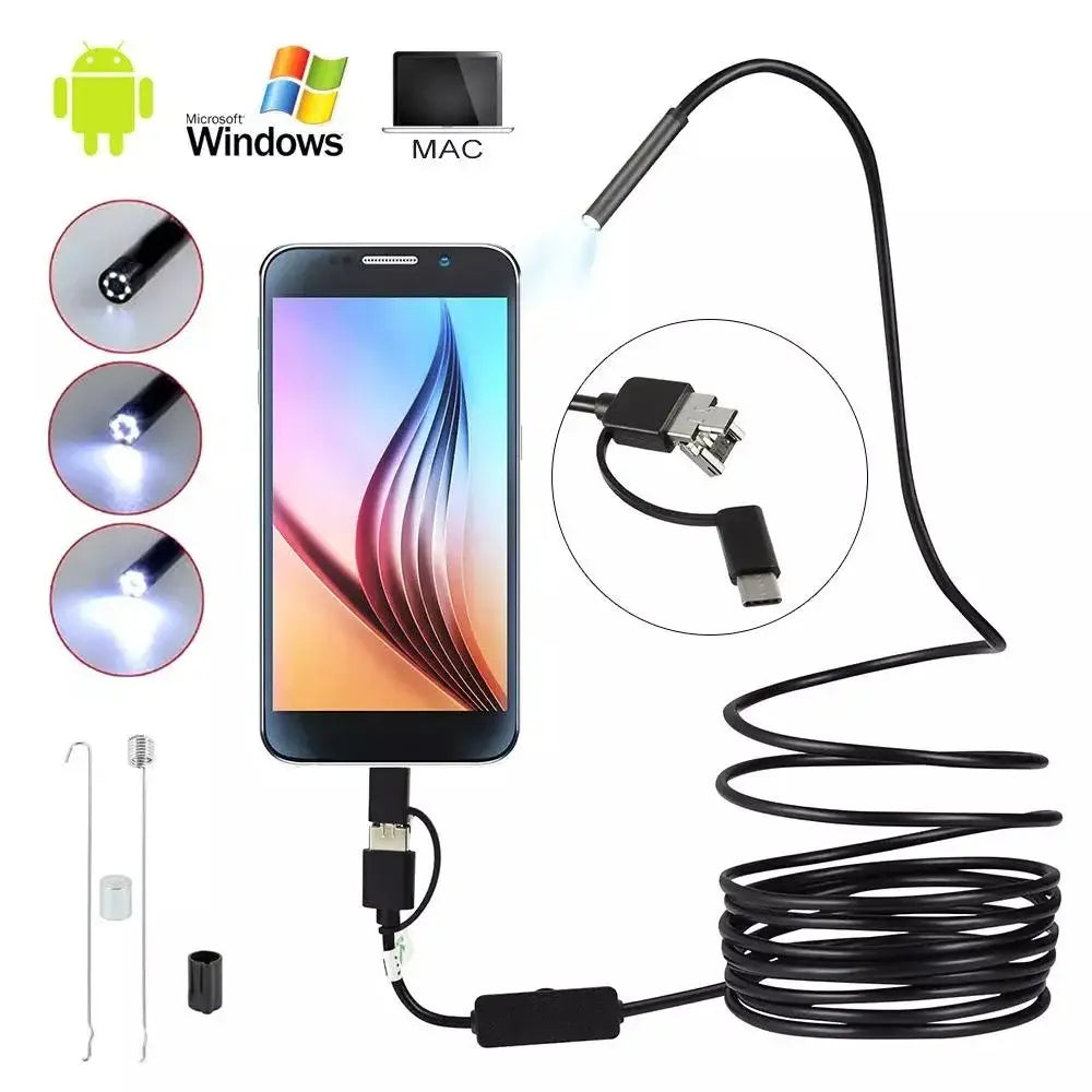 USB Endoscope Camera with LED Light | 3-in-1 Inspection Camera
