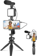 Professional Wireless Smartphone Microphone with LED Video Light & Mini Tripod | 3.5mm External Mic for iPhone Android | Vlogging, YouTube, TikTok, Live Streaming & Content Creation Kit