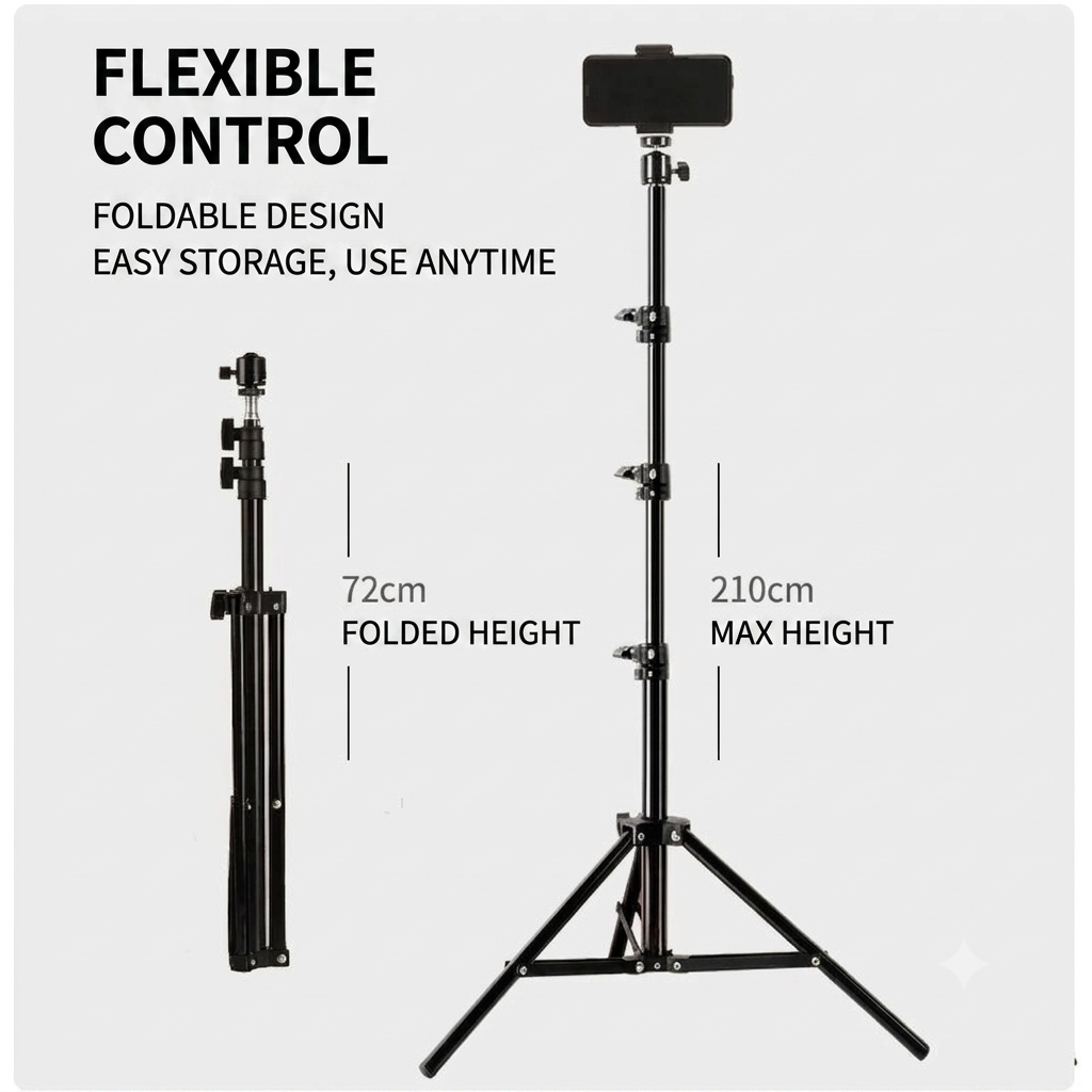 60cm Desktop Mini Tripod Stand with Phone Holder & Bluetooth Remote