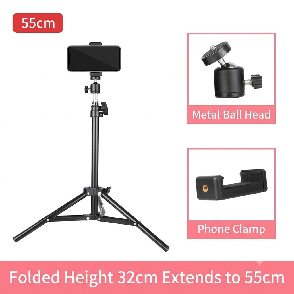 60cm Desktop Mini Tripod Stand with Phone Holder & Bluetooth Remote