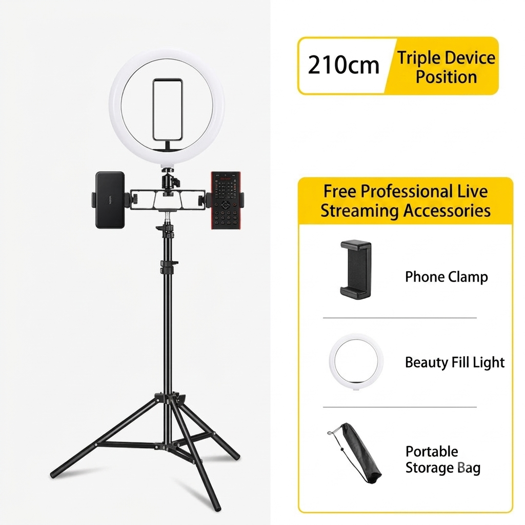 60cm Desktop Mini Tripod Stand with Phone Holder & Bluetooth Remote
